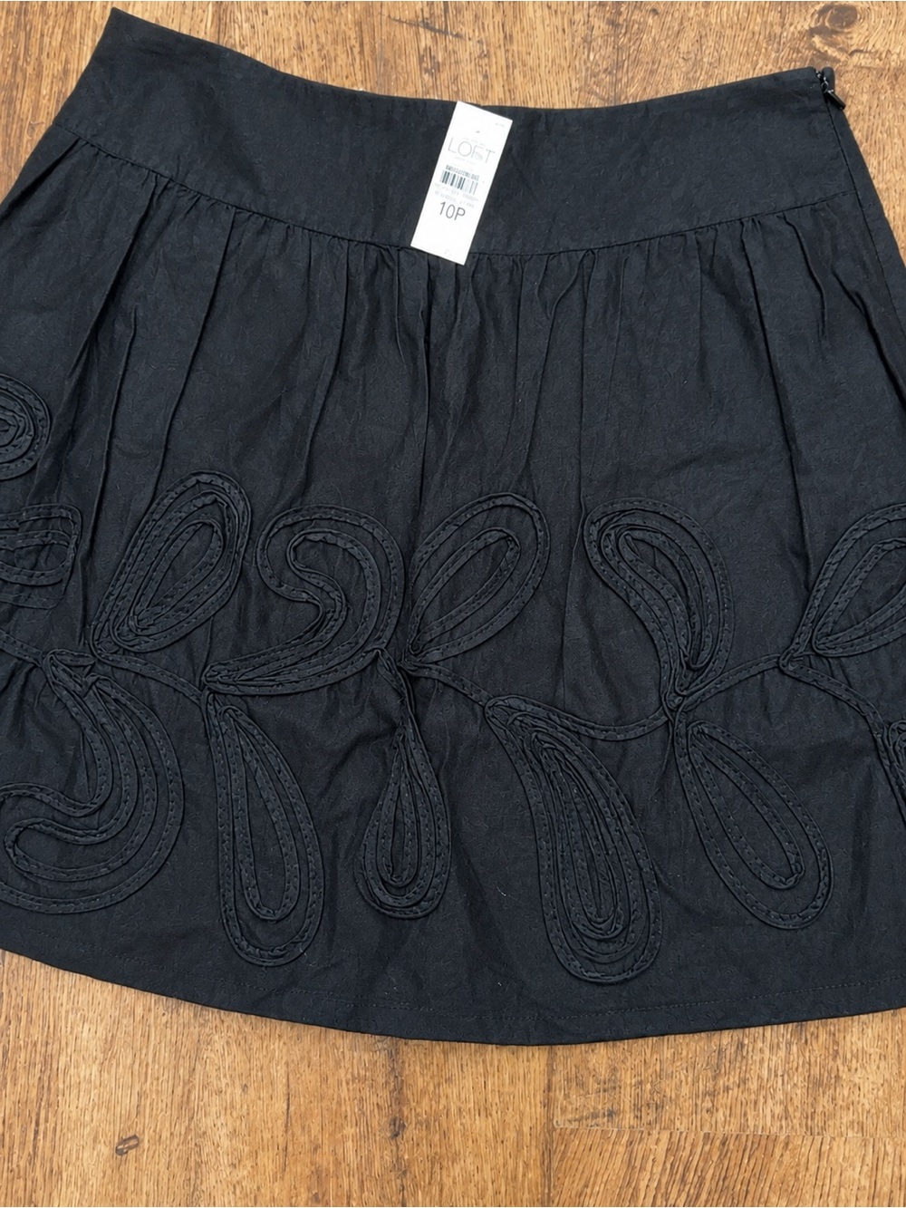 Ann Taylor LOFT Black Embroidered A-Line Skirt - Cotton Women's Skirt NWT